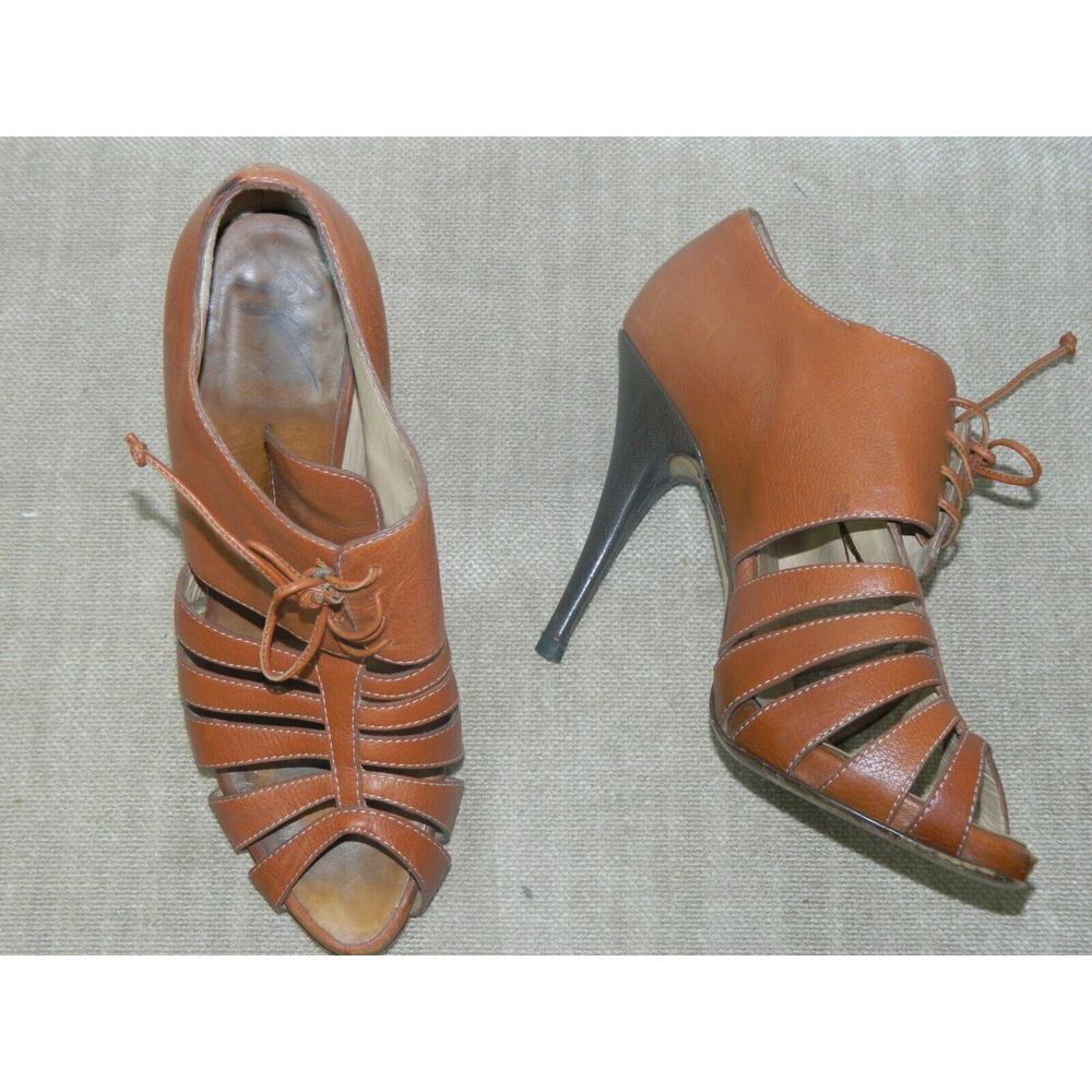 Guiseppe Zanotti Shoe Size 8 EU 38 Brown Cage Open Toe Zip Back‎ Brown Heel